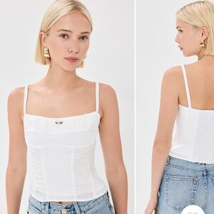 Reformation Emery Linen Top White Camisole Top